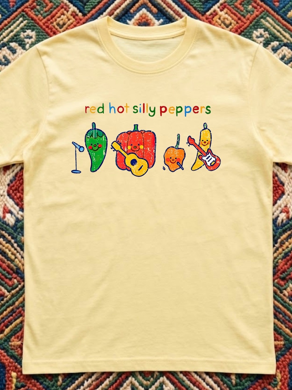 Gildan Yellow Graphic 'Red Hot Silly Peppers' Women’s Tee